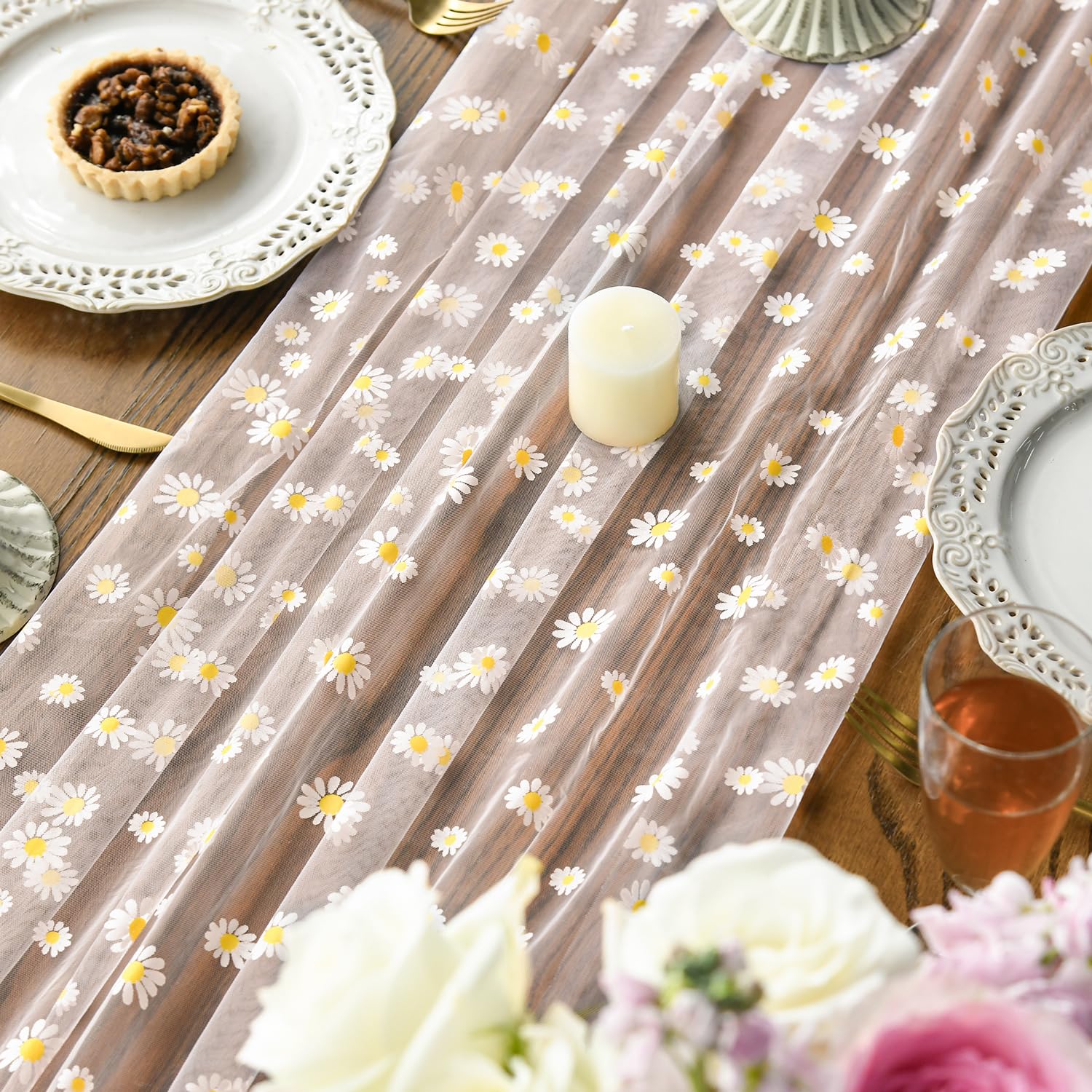 Artoid Mode Tafelloper met polkastippen, zwart goud, stippen, tule, 70 x 300 cm, keukentafeldecoratie, binnen, vakantie, chiffon, verjaardag, feestdecoratie