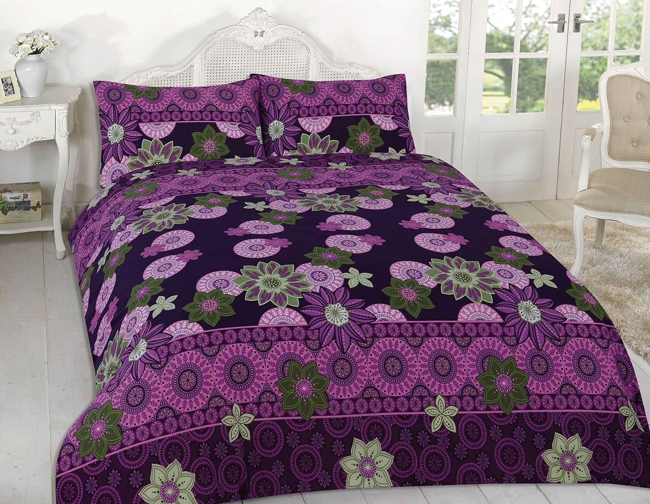 Oceanevo Willow Purple Oceanevo® Printed Duvet Covers With Matching Pillow Soft Polycotton Reversible Quilt Cover Modern Bedding Sets (, Single)