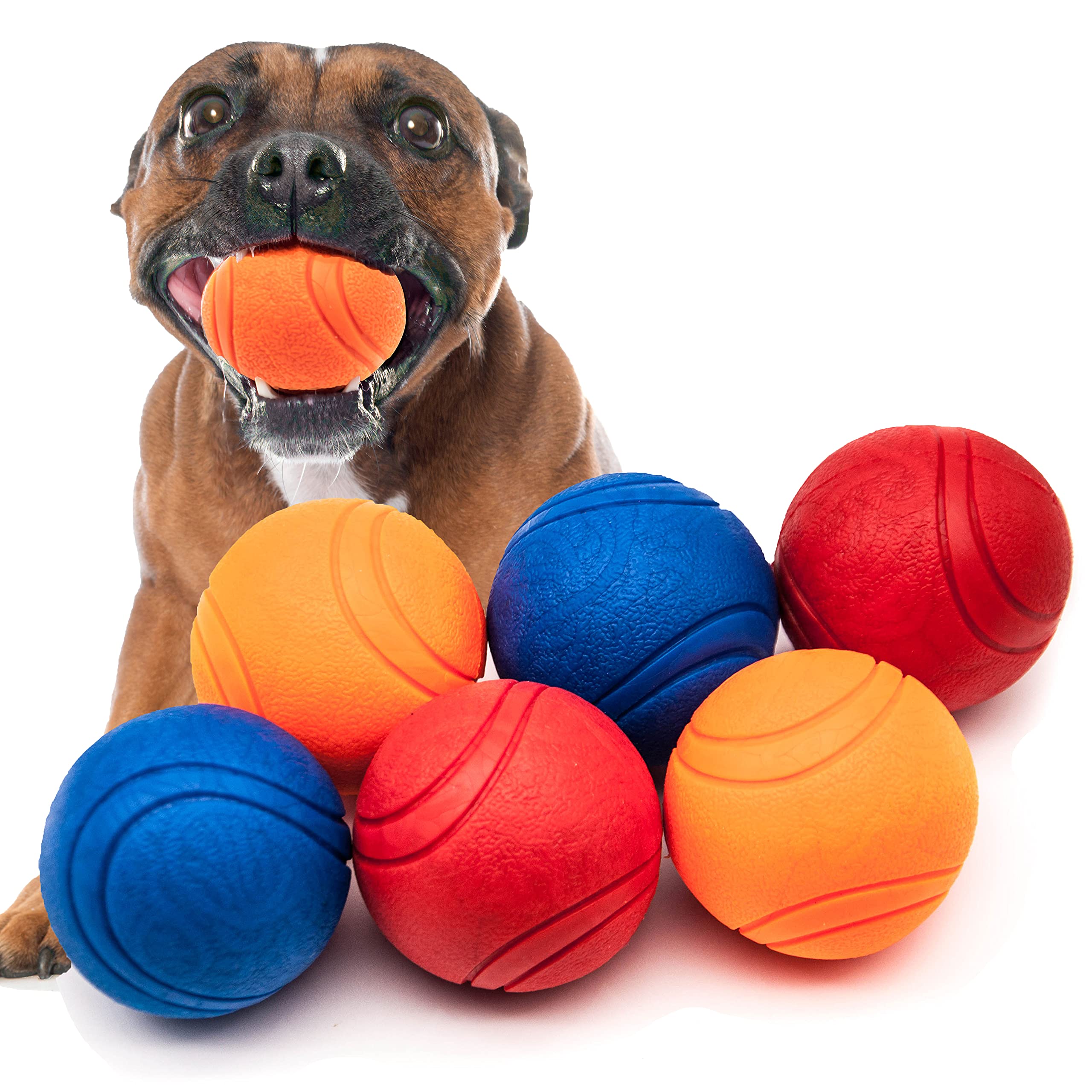 Lot de 6 balles en caoutchouc à noyau solide de 6 cm, jouets pour chien à rebond élevé, indestructibles, pratiquement résistants, jouets interactifs pour l'ennui, balles en caoutchouc