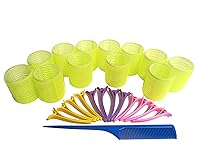 Vista 5 de Rizadores de pelo jumbo, multicolor, autoagarre, de nailon, de plástico, herramientas de rizador pegajoso, rizadores de peluquería o peinado rizado