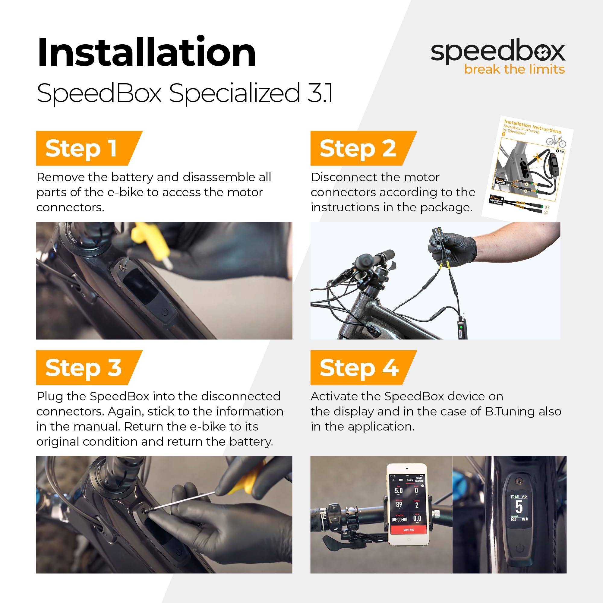 SpeedBox 3.1 Compatibile con E-Bike e Motori Specialized/Tuning Chip/incl. SL e TCU+MasterMind/Speed Unlimited/Velocità regolabile