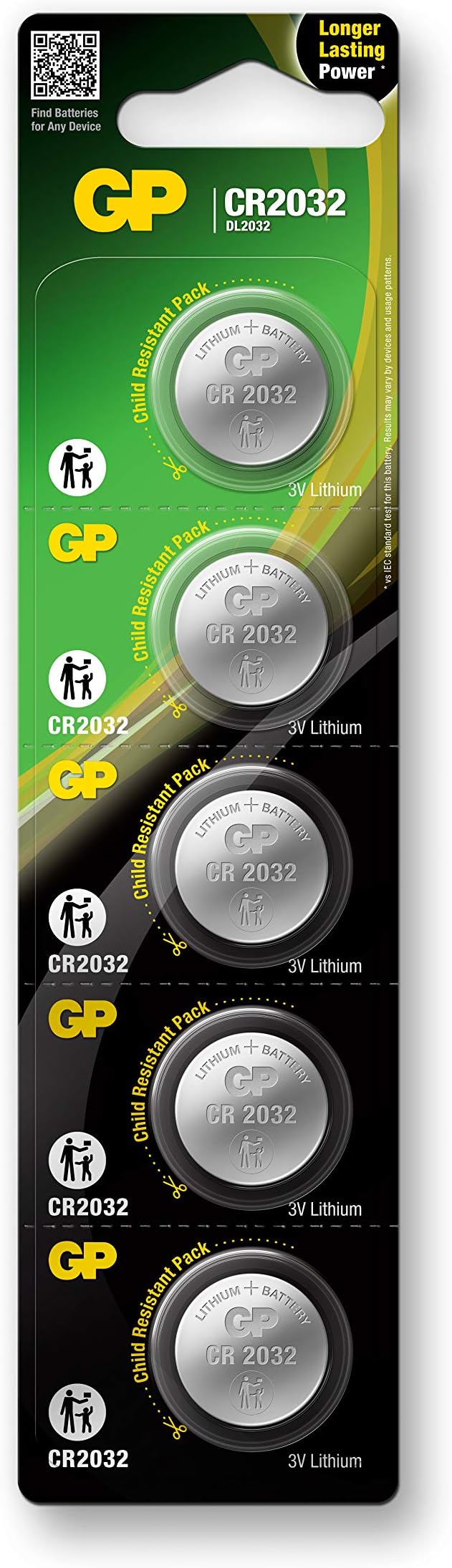GP Battery Lithium button cell CR2032 5 Series Blister