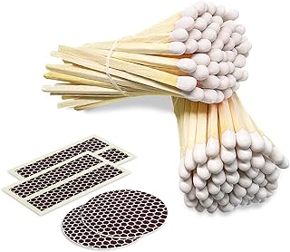 4" Classic White Tip Matches (100 Count, with Striking Stickers Included) | Decorative Unique & Fun for Your Home, Gifts, Accessories & Events | Premium Long Wood Safety Matches by Thankful Greetings