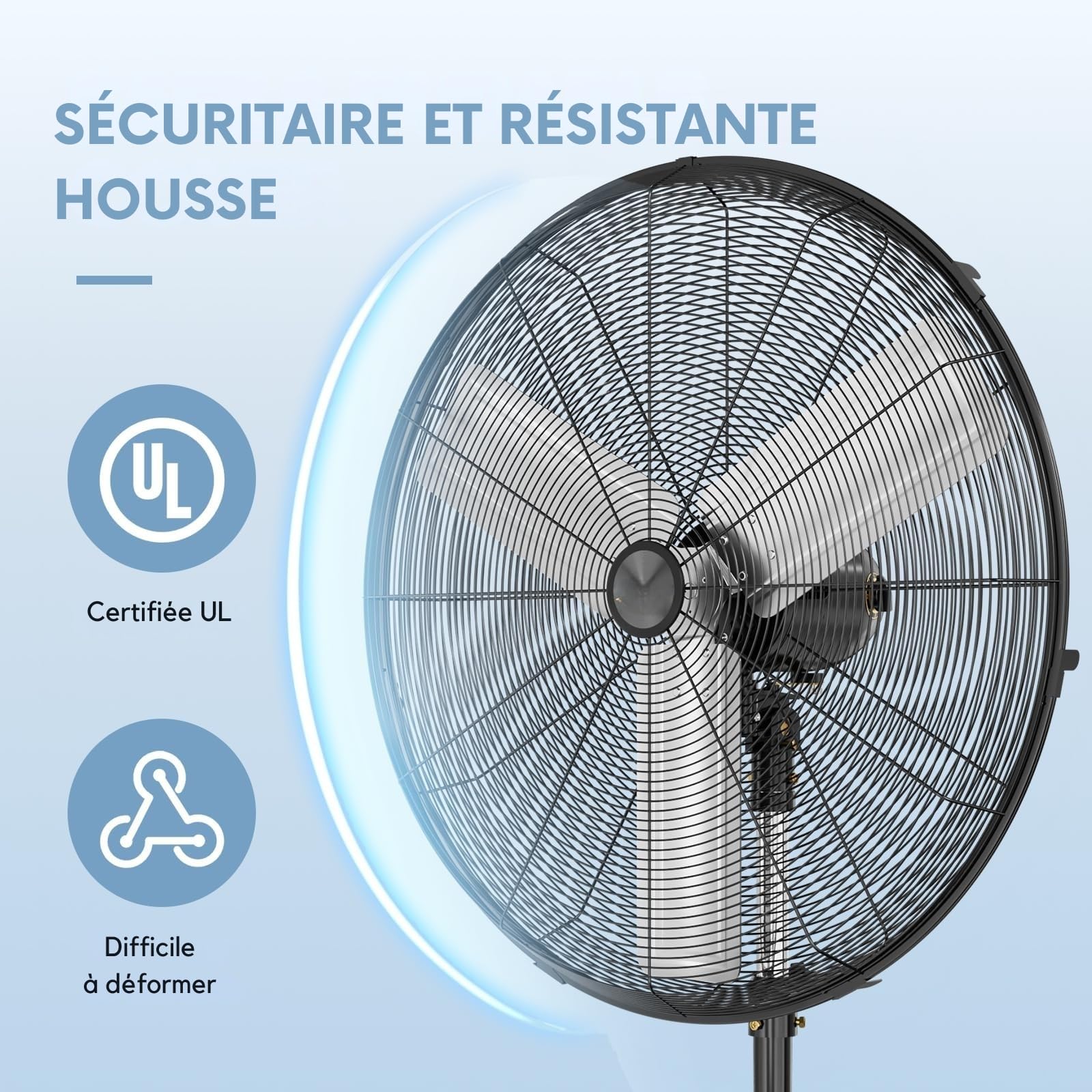 LEADZM Ventilateur industriel 66cm 12000m³/h puissant flux d'air | Hauteur ajustable oscillation 80 degrés pour ventilation large