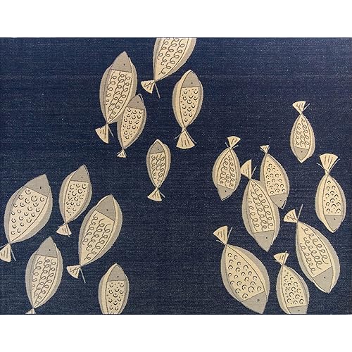 Gertmenian Indoor Outdoor Area Rug, Classic Flatweave, Washable, Stain & UV Resistant Carpet, Deck, Patio, Poolside & Mudroom, 6x9 Ft Medium, Exotic Fish, Navy Blue, 22251