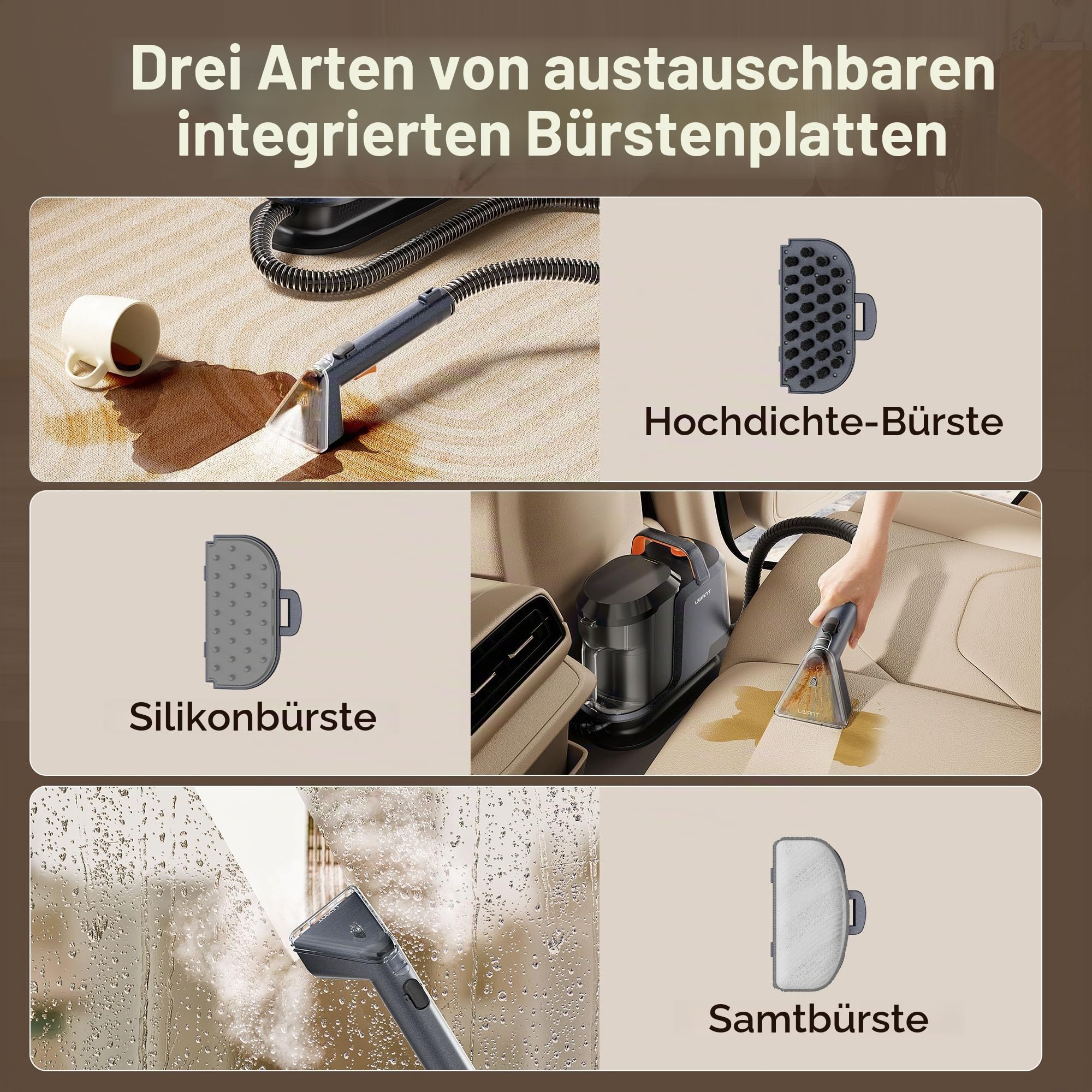 Uwant Y100Pet Polsterreiniger Gerät Mit 22Kpa Teppichreiniger Waschsauger Geräuscharm Nasssauger Teppichreiniger Für Alltägliche Flecken Und Verschmutzungen Mit Schlauch Für Teppich Sofa
