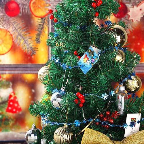 Miniatura 10 de Adornos de plástico de copo de nieve de invierno, guirnalda colgante de copo de nieve de invierno, adornos para árbol de Navidad, joyería hecha a