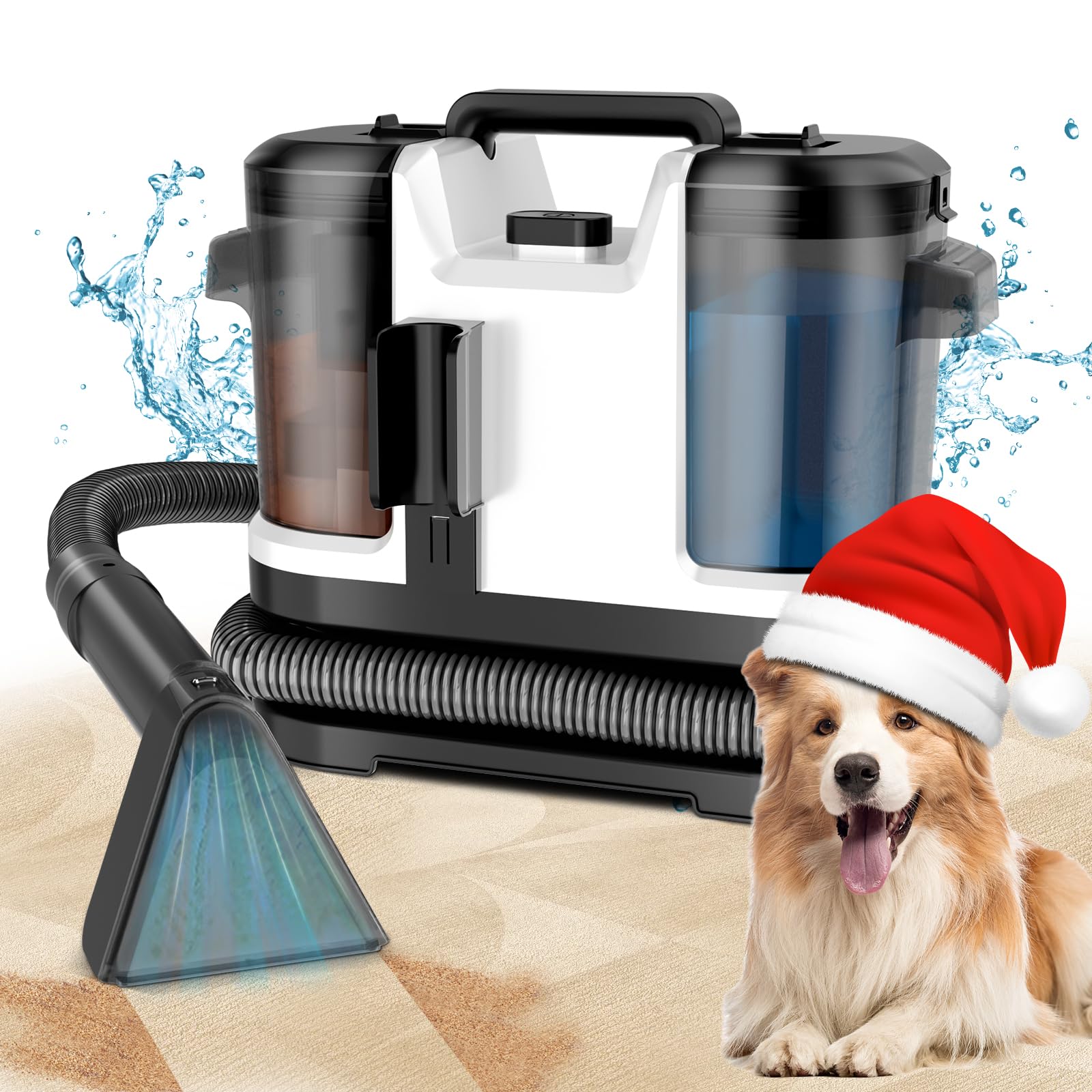 Portable Spot Cleaner Machine for Carpet and Upholstery - 18Kpa Carpet Cleaner with Dual BrushHeads Easy Move Cleaning