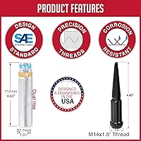 Vista 3 de Accesorios de Rueda Partes 20 Piezas M14 x 1.5 14 x 1.5 Rosca de Espina Estrofada de Metal Sólido de 4.40" de Largo Tuercas de Espina para Camiones