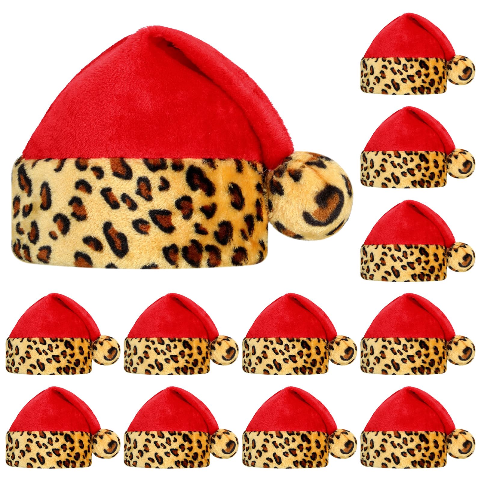 Liitrsh Lot de 12 bonnets de Père Noël en peluche avec doublure et peluche
