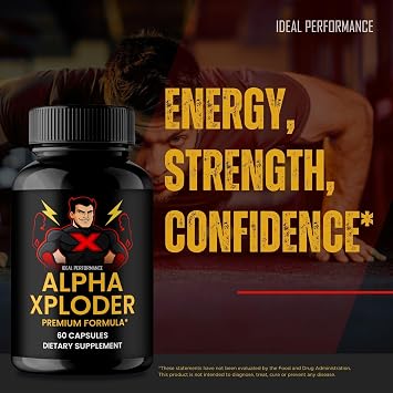 AlphaXploder Supplement Capsules, Advanced Alpha Xploder Natural Pills - Maximum Strength, All Natural Performance, Stamina & Energy Support, AlphaXploder Overall Health Support Reviews (2 Pack)
