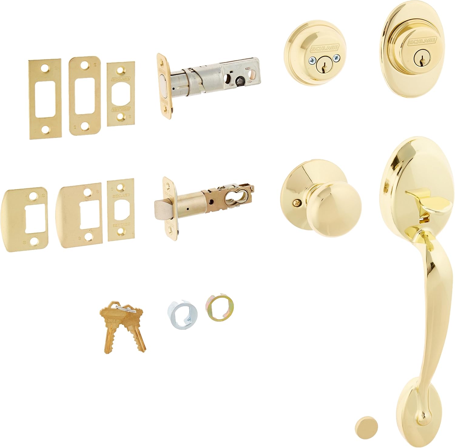 Blасk Frіdау - 50% оƒƒ Schlage F62-PLY-PLY Plymouth Double Cylinder Handleset with Plymouth Interior Kn, Polished Brass