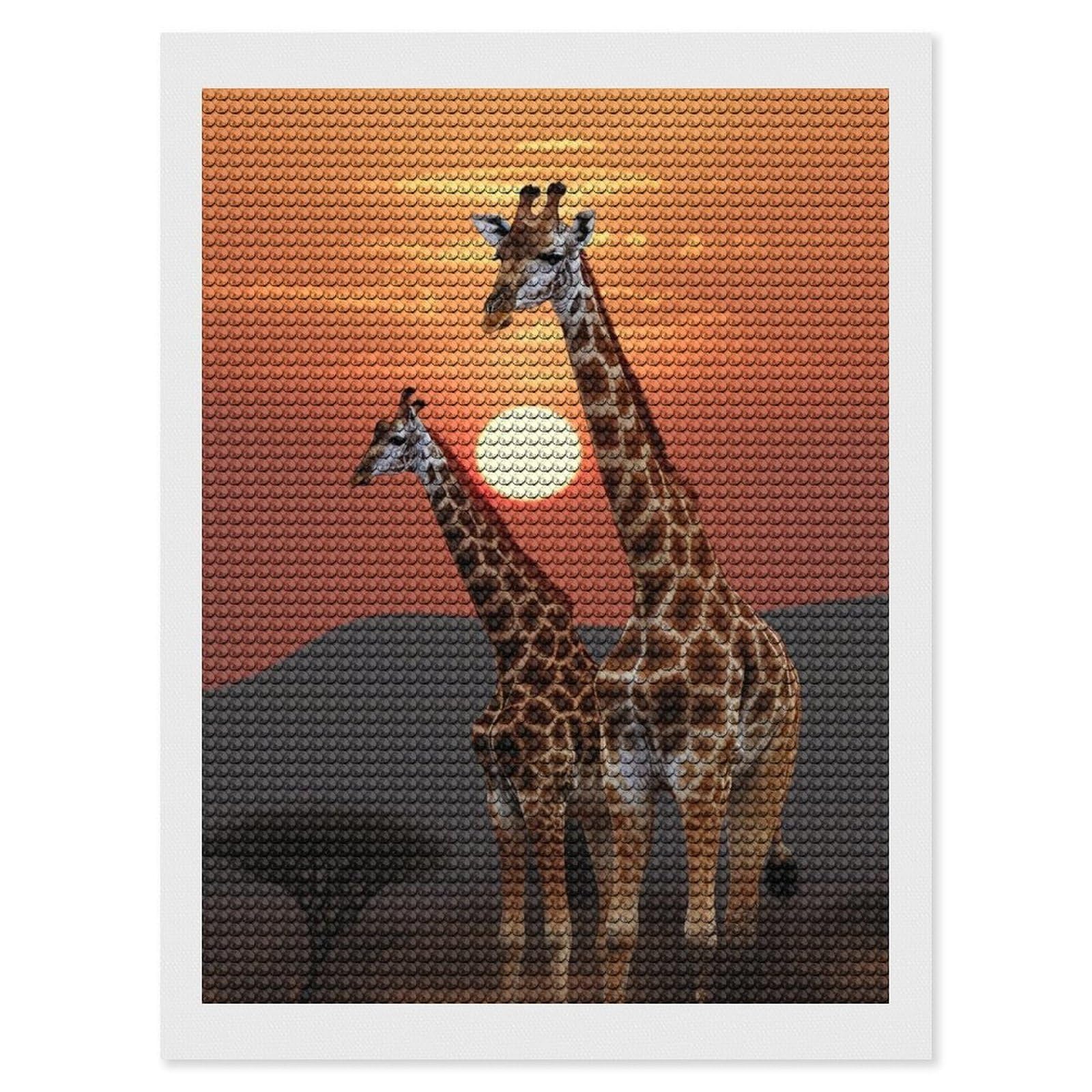 Giraffe at Sunset Diamond Art Kits for Adults, DIY 5D Diamonds Painting Kits for Beginner, Round Full Drill Diamond Dots Painting, Diamonds Pictures Gem Art and Crafts Wall Decor 12"x16"