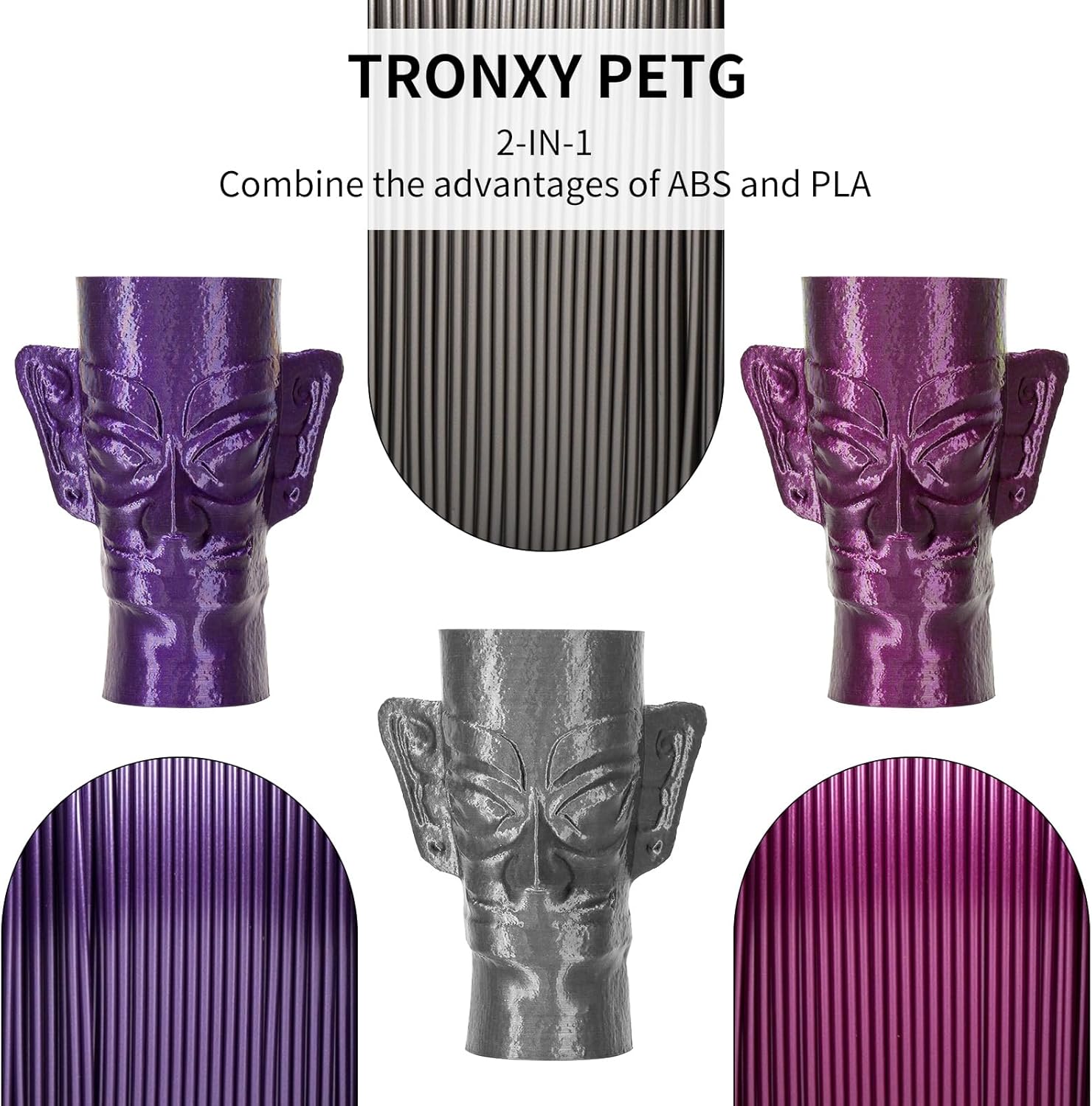 TRONXY PETG Filament 1.75mm,Metal-Magenta-Gold 3D Printer Filament Accuracy +/- 0.05mm, 1KG Spool (2.2 LBS) for 3D Printers
