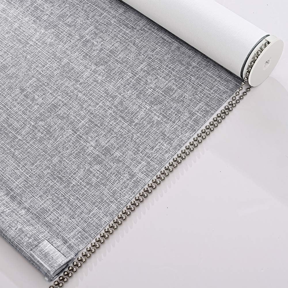 Persilux Custom Size 100% Blackout Roller Shades Window Blinds Striped Jacquard Thermal Insulated UV Protection Privacy Room Darkening Shades for Home Office, Easy to Install (Grey)