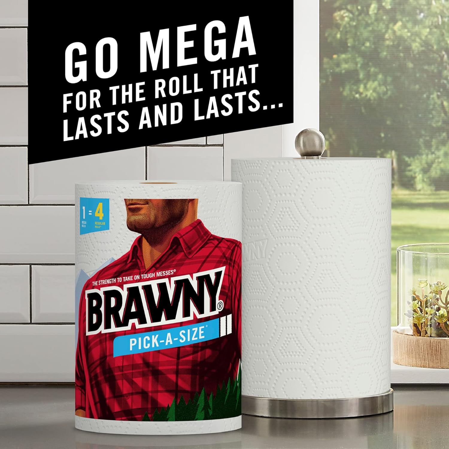 Brawny® Pick-A-Size® Paper Towels, 1 Mega Roll = 4 Regular Rolls : Health & Household