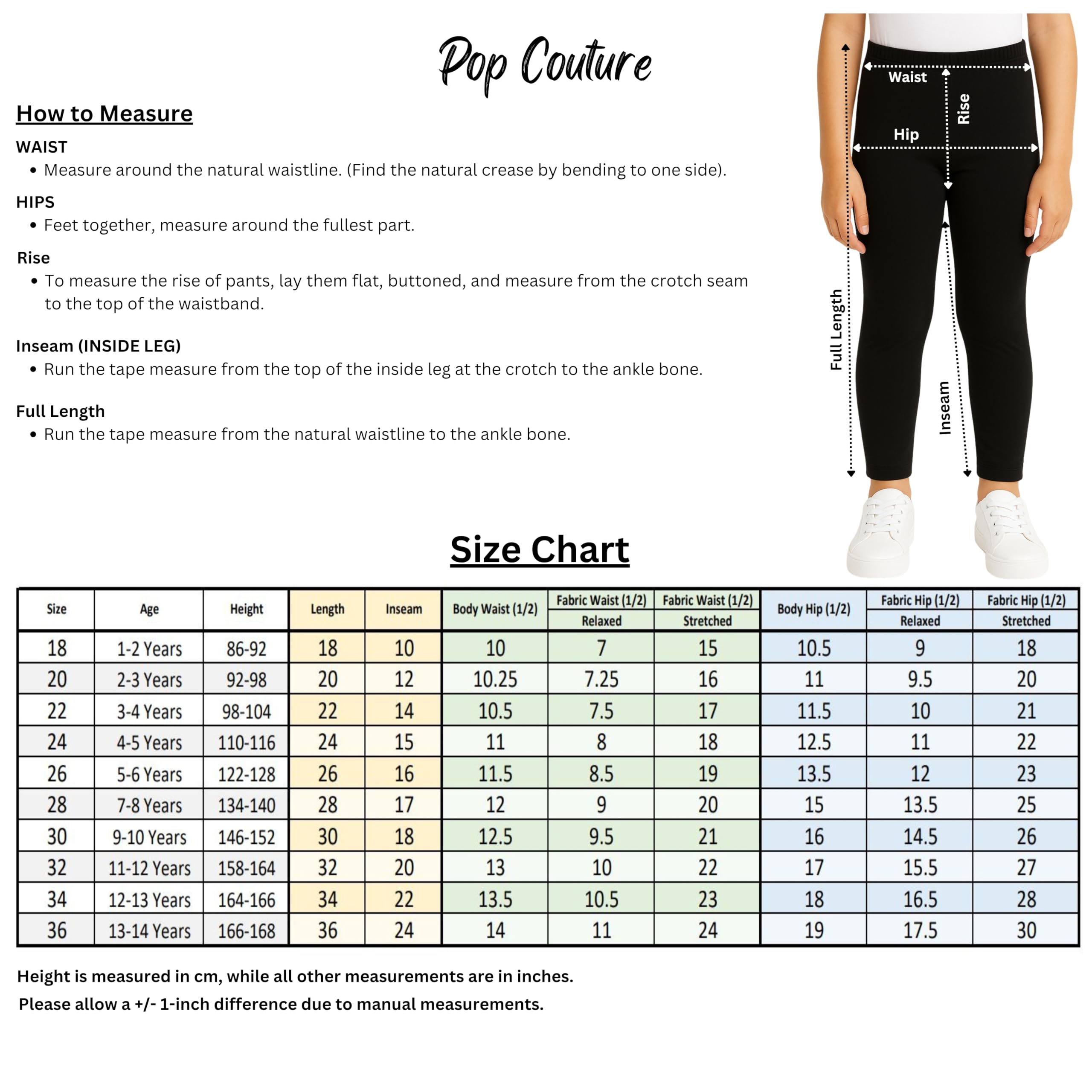 PopCouture Leggings deportivos prémium para niñas para danza y gimnasia