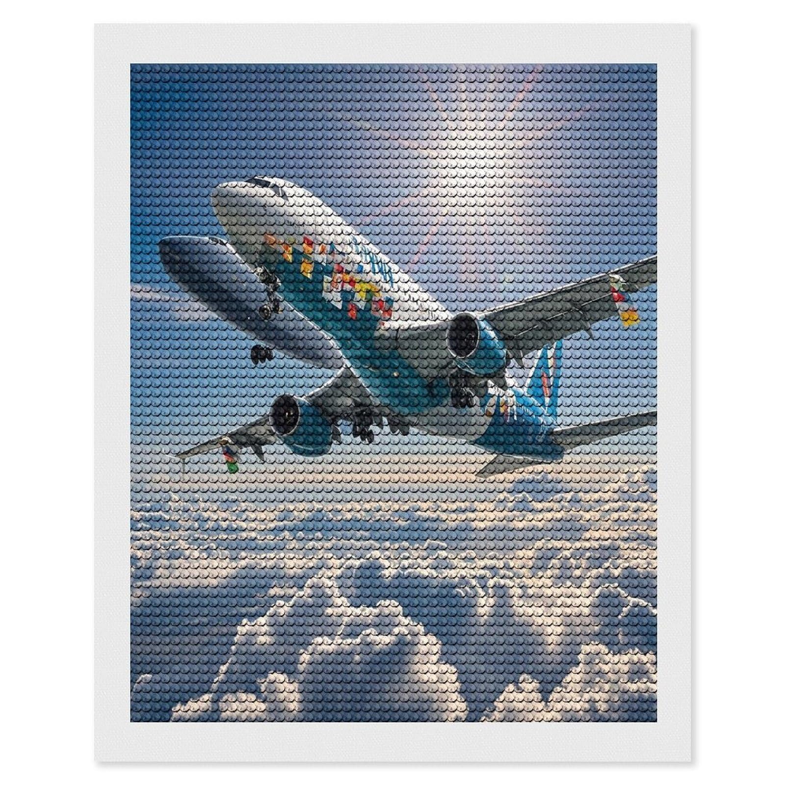 FekiLoot Airplane Diamond Painting Kits for Adults Full Round Drill Diamond Art Kits for Beginners 5D DIY Diamond Dots Paintings Diamonds Pictures Gem Art Home Wall Decor 16"x20"