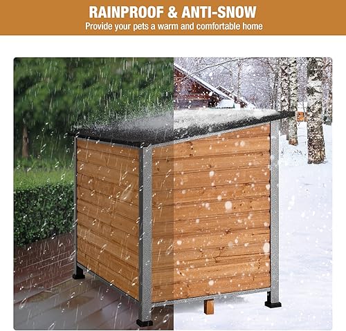 Miniatura 5 de Casa para perros de tamaño pequeño a grande refugio para cachorros de interior y exterior con suelo elevado perrera duradera e impermeable casa para