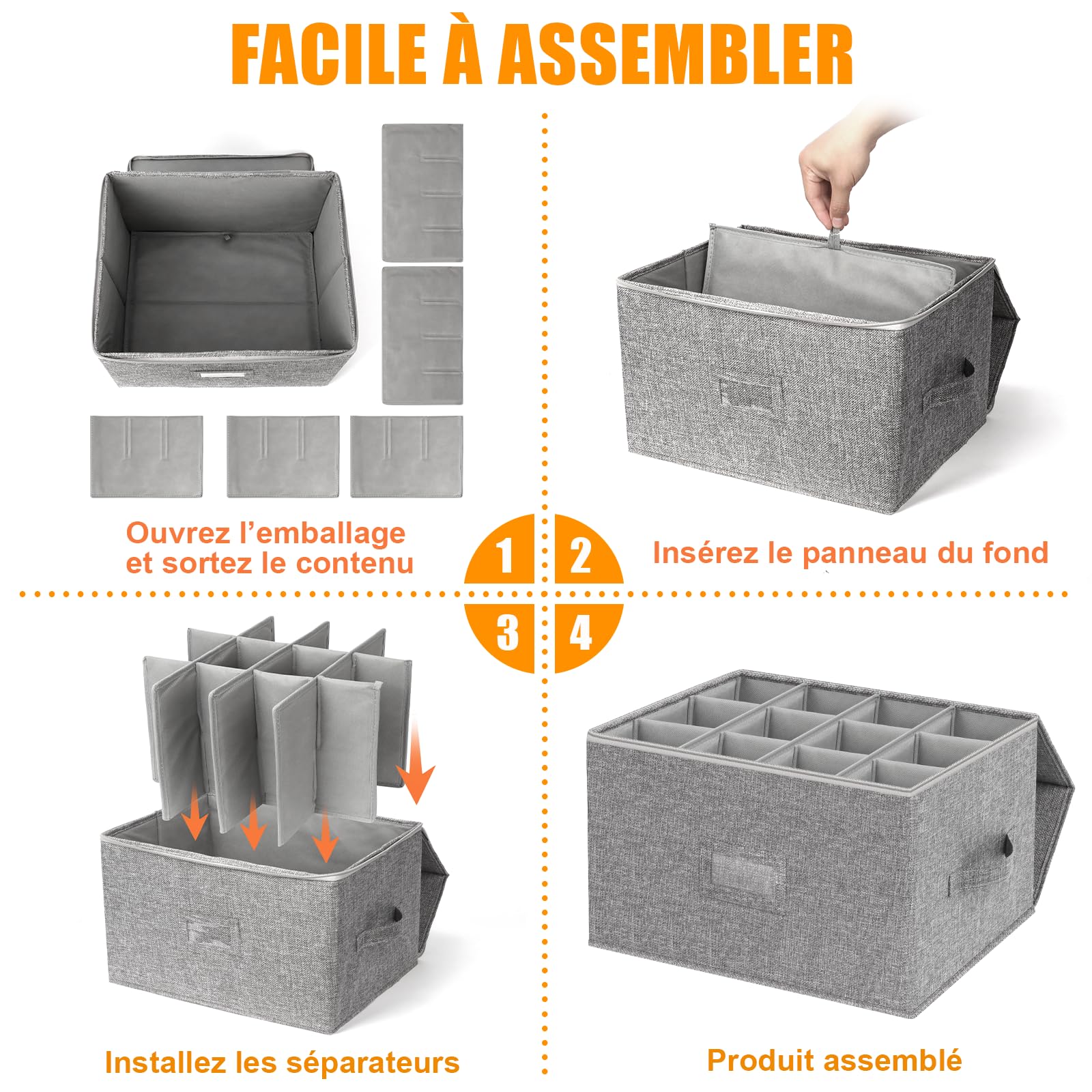 Kukikan Boîte de rangement pour verres à vin, contenant rigide pour verres à pied, boîtes de déménagement pour verres, carton pour verres avec séparateurs pour 12 articles en cristal, verres à vin