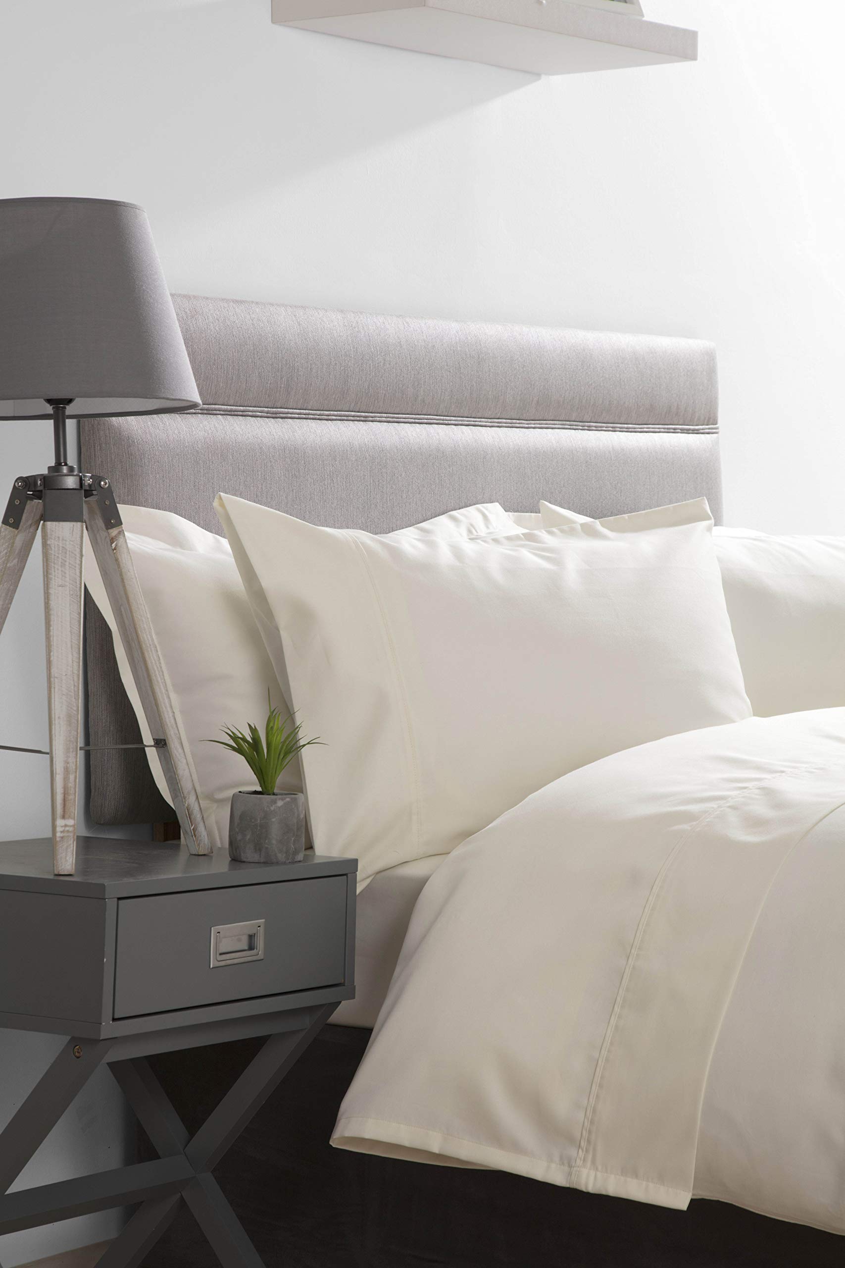 Belledorm Flat Sheet - 600 Thread Count - 100% Cotton Sateen (Single, Ivory)