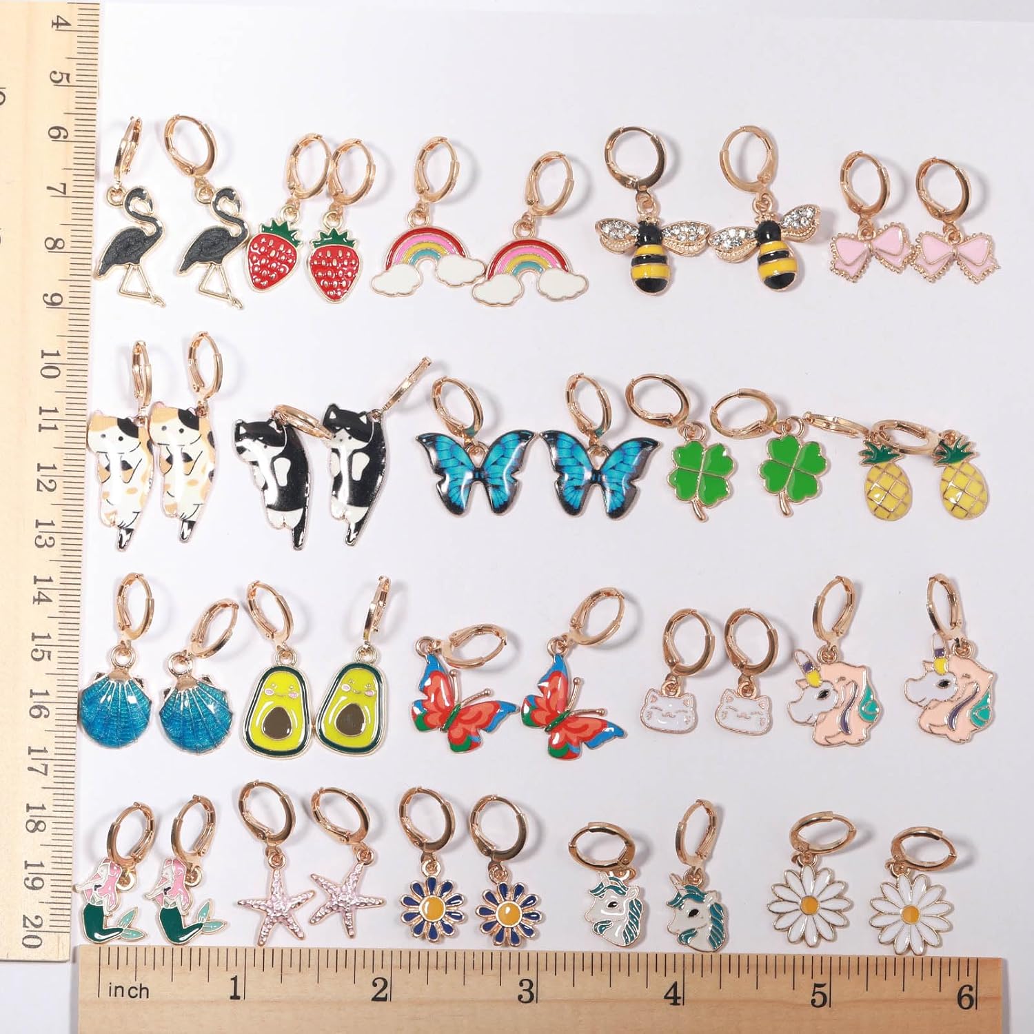 20 Pairs Hypoallergenic Huggie Hoop Earrings for Girls, Dangle Cute Earrings with Charms, Jewelry Set for Teen Girls and Women - Image 4