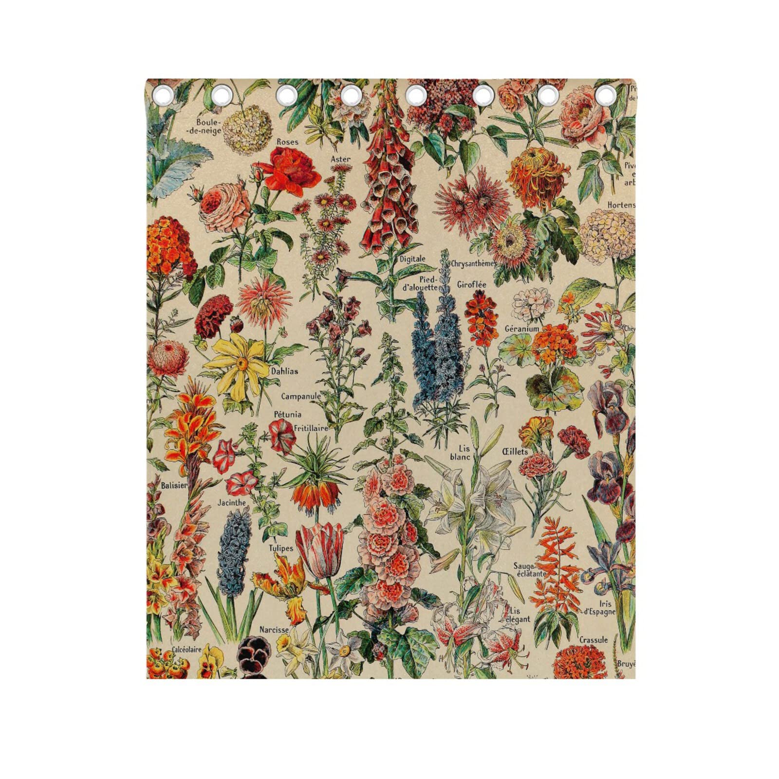 Paire De Rideaux Vintage Fleuris 64x53 - Coton/poly Doublé - Jaune/vert/blanc