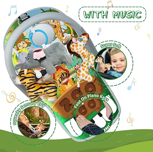 Miniatura 7 de TOYMNI Juguetes de asiento de automóvil para bebés de 6 a 12 meses, juguetes de asiento de automóvil con piano de pedal musical, juguetes de viaje