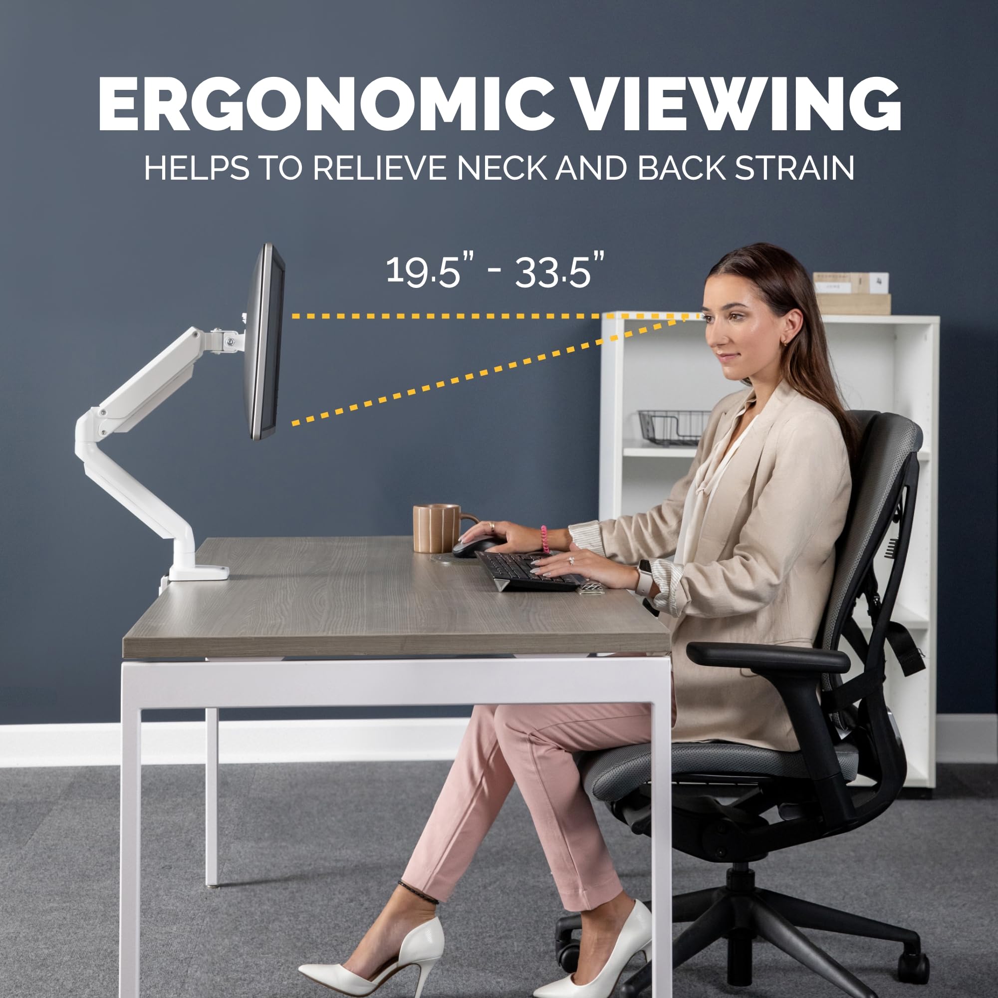 Fellowes Uchwyt do monitora do 1 ekranu do 32 cali (81,28 cm) - Platinum Series Monitor Arm ze sprężyną gazową, portami USB - mocowanie za pomocą zacisku lub przepustu kablowego - kolor: biały