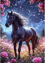 DPHERO 5D Black Horse Diamond Painting Kits, DIY Flowers Diamond Art Painting Kit, Dreamland Embroidery Kits Diamond Painting Cross Stitch Painting for Adults Beginners 30 x 40 cm