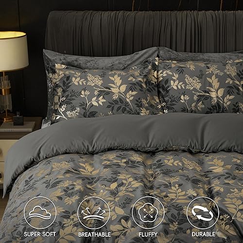 Miniatura 93 de PHF - Juego de funda de edredón de pana ligera, tamaño California King, 3 piezas de mantas, con cierre con botón, 8 lazos en las esquinas, suave