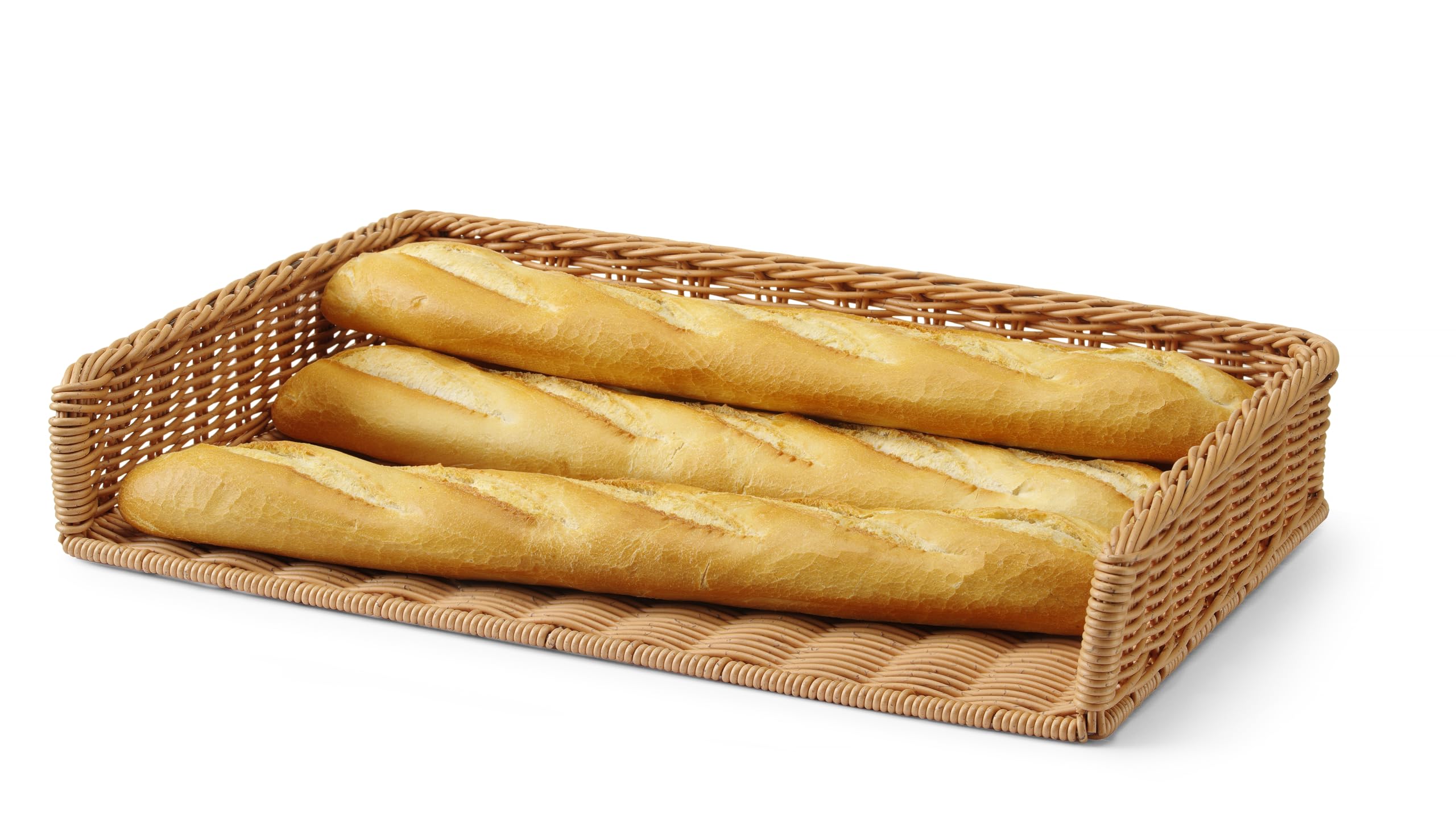 HENDI Cestino per pane, rinforzato con una montatura in acciaio inossidabile, cestello-espositore-display porta pane per la presentazione e la conservazione del pane, 595x395x(H)105mm, polyrattan