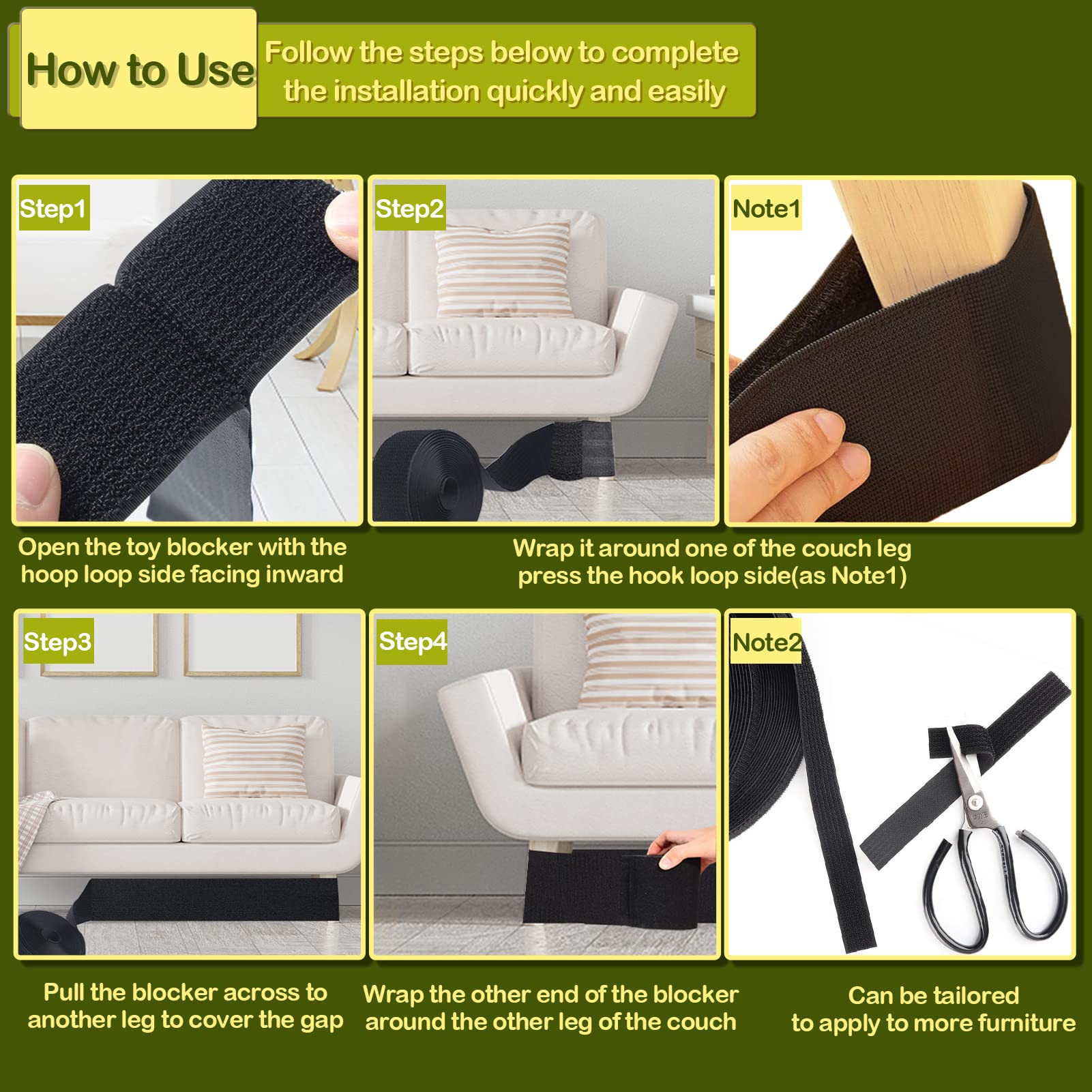 STAY GENT 5cm x 3M Spielzeugblocker für Möbel, Verstellbarer unter Couchblocker Barriere für Haustiere, Gap-Stoßfänger um zu Verhindern, DASS Spielzeug unter Sofa und Bett Gelangt