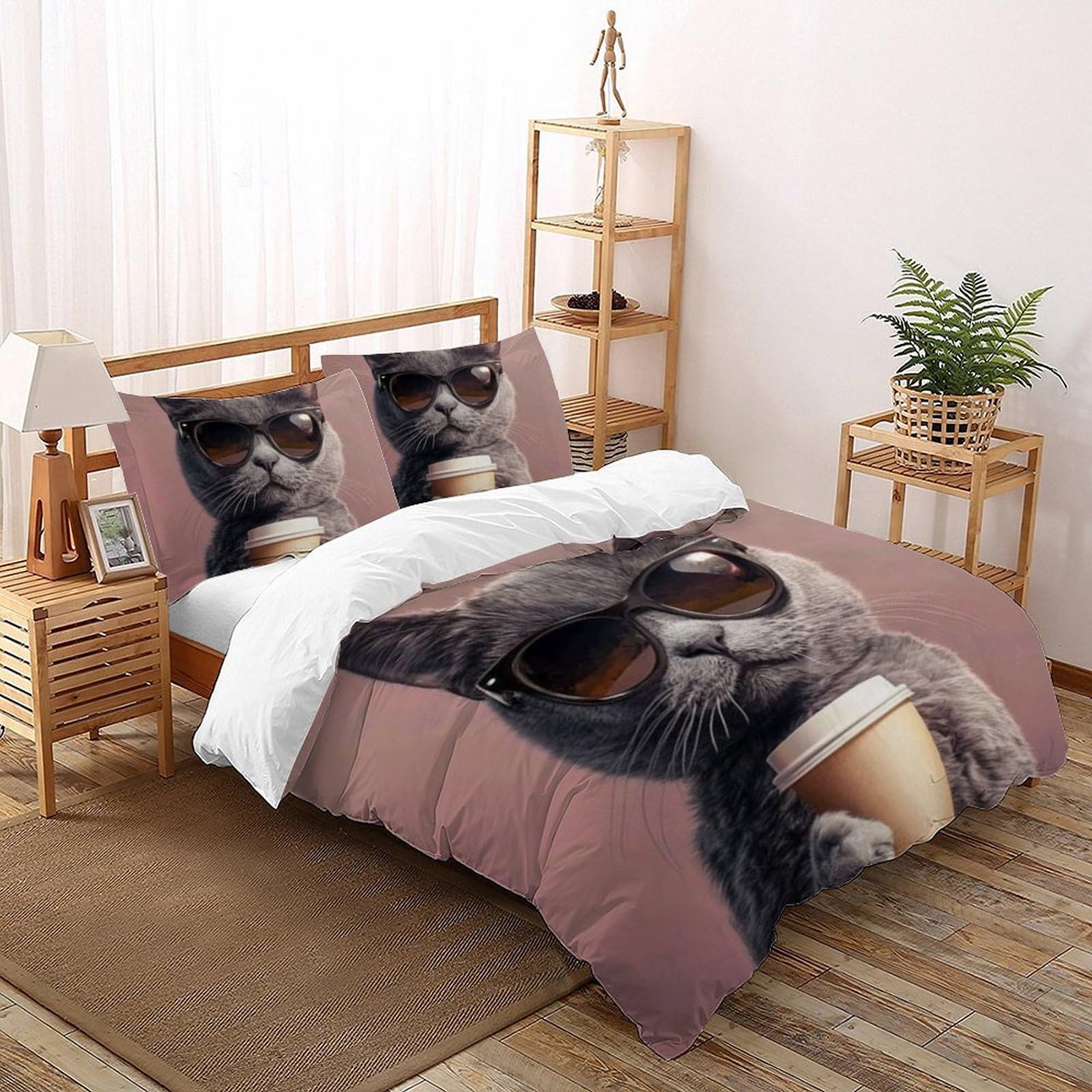 Housse de couette King Animaux Land 220x240 microfibre imprimé 3D avec taies