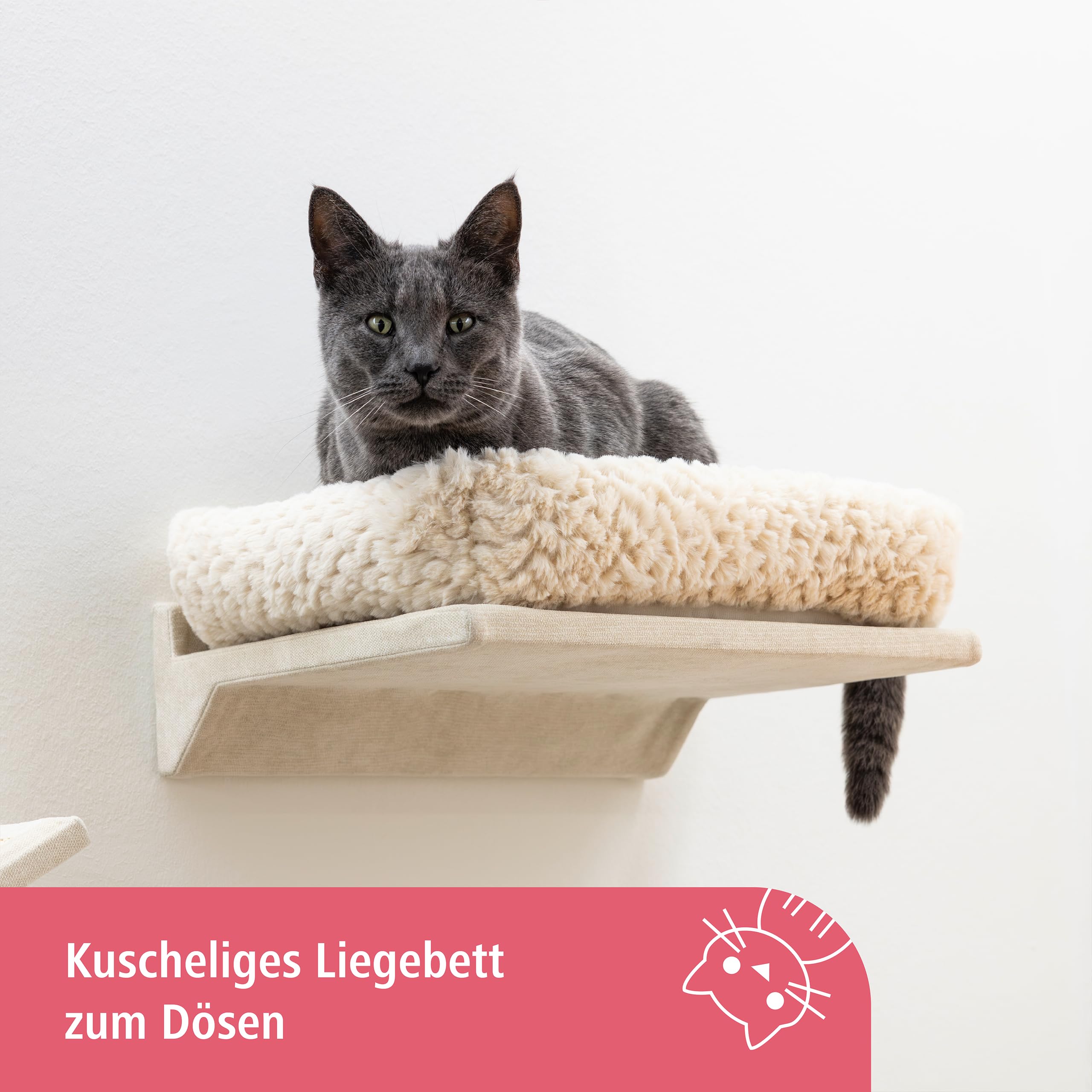 Kerbl Pet Parete da arrampicata Monte Prado, tiragraffi da parete, parete da arrampicata per gatti, tiragraffi da montare a parete, Cat Walk gatti, cuccia, sisal, beige