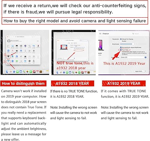Miniatura 2 de Reemplazo LCD de 13 pulgadas para MacBook Air Retina A1932 finales de 2018 2019 EMC 3184 MRE82LLA MREA2LLA MREE2LLA MVFH2LLA MVFJ2LLA 661-09734 Kit