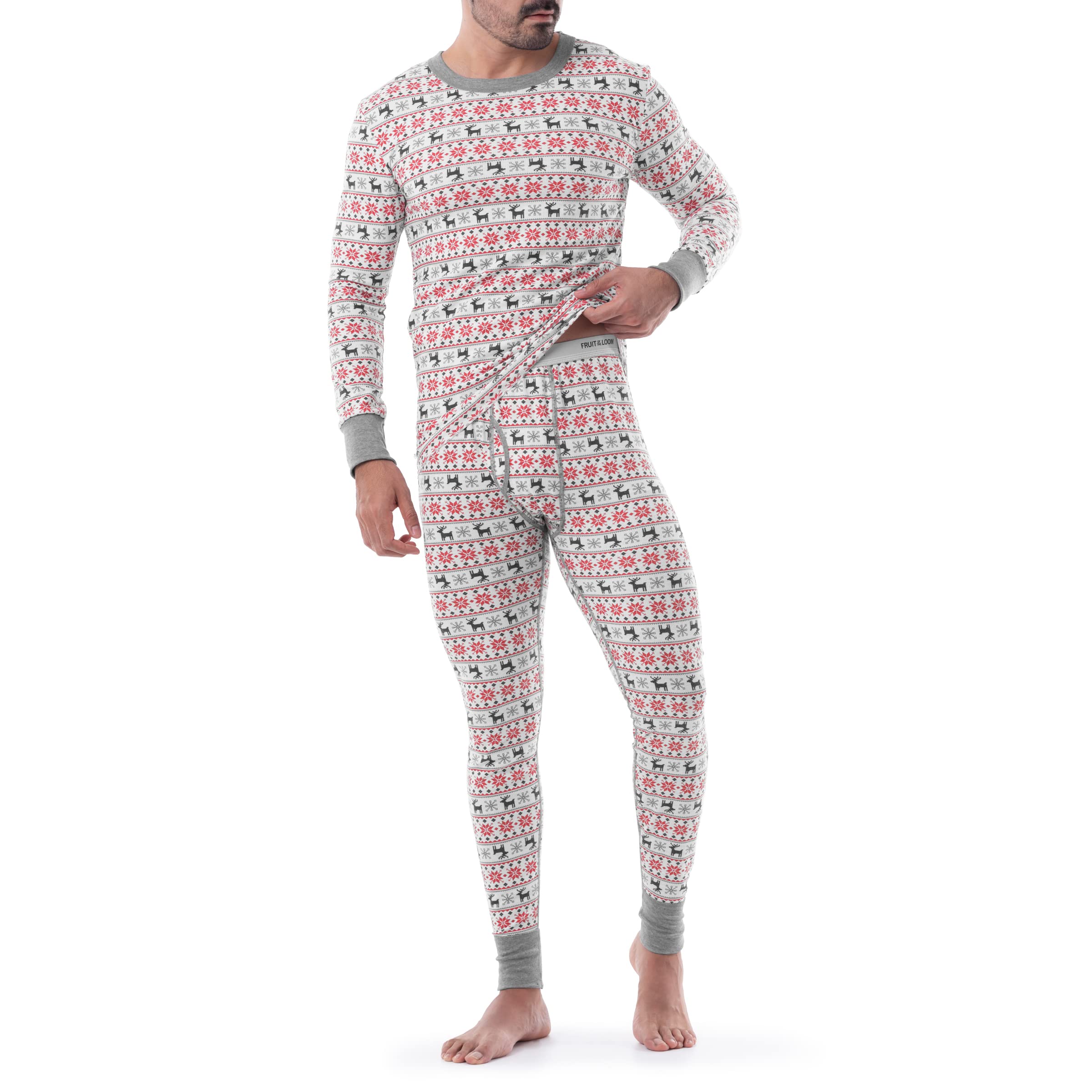 Fruit of the Loom Ensemble de sous-vêtements Thermiques Gaufrés Recyclés (Haut et Bas) Ensemble de Pijama Homme