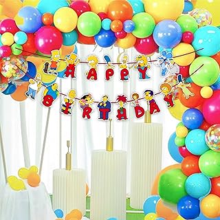 "Brt Simpson Happy Birthday Banner – Cartoon Inspired Party Decoration for Adults – Vibrant Birthday Party Supplies for Themed Celebrations, School Events, Family Gatherings, and Cake Smash Décor"