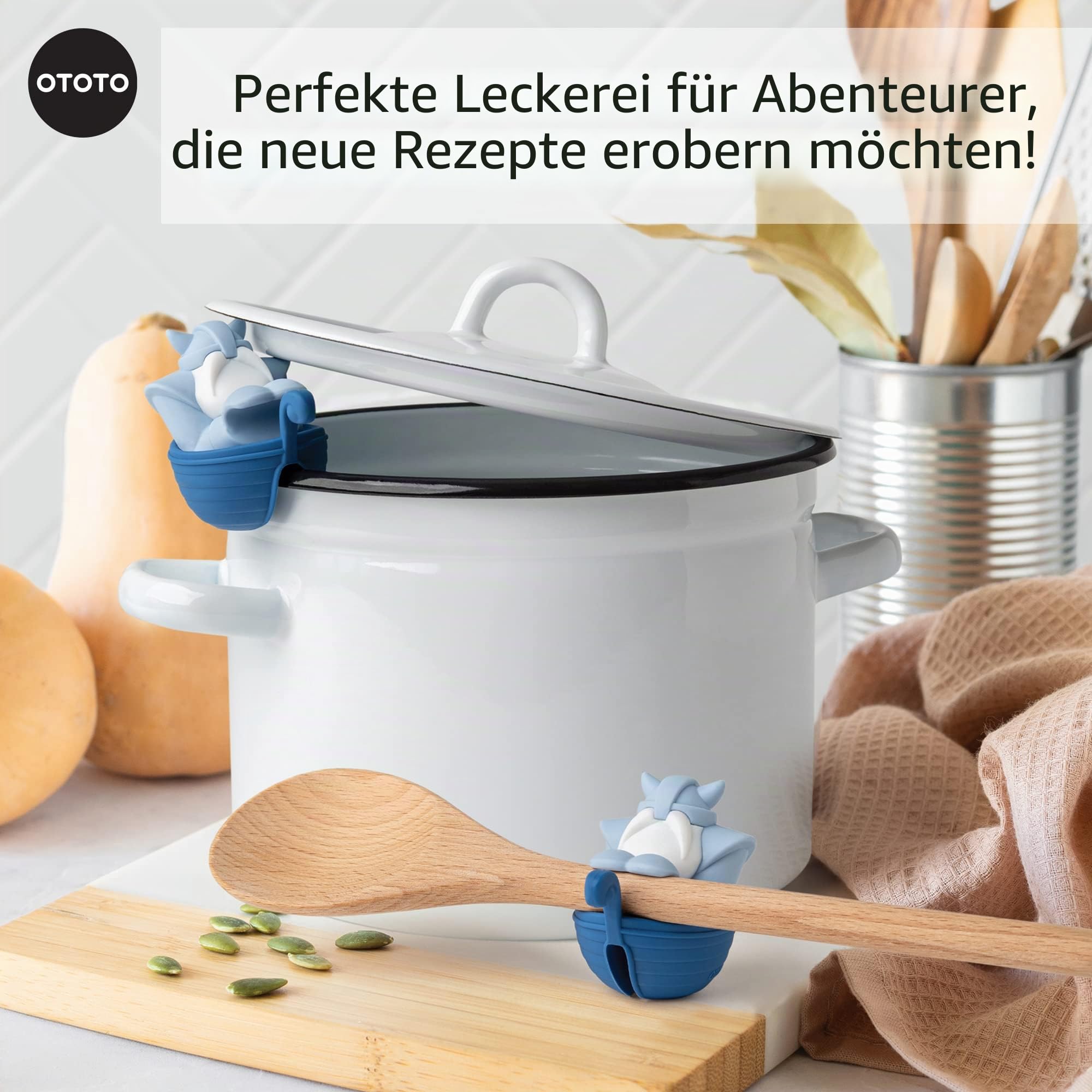 NEU!!! Bjorn Viking Löffelhalter OTOTO - Löffelablage für den Herd, Küchenutensilienhalter, Löffelablage aus Silikon - Kleine Küchenhelfer, lustige Küchenhelfer, KochlöFfelhalter