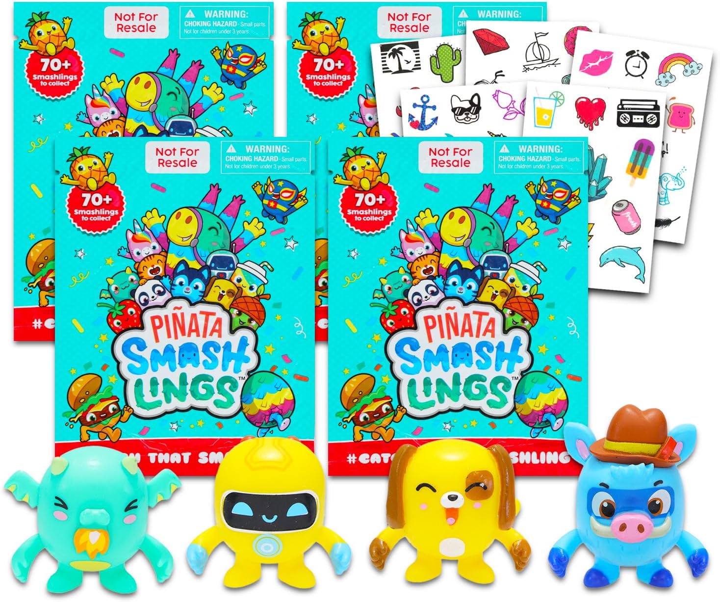 Roblox Pinata Smashlings Mystery Figures Blind Bag 4 Pack - Party Supplies for Kids, Adults