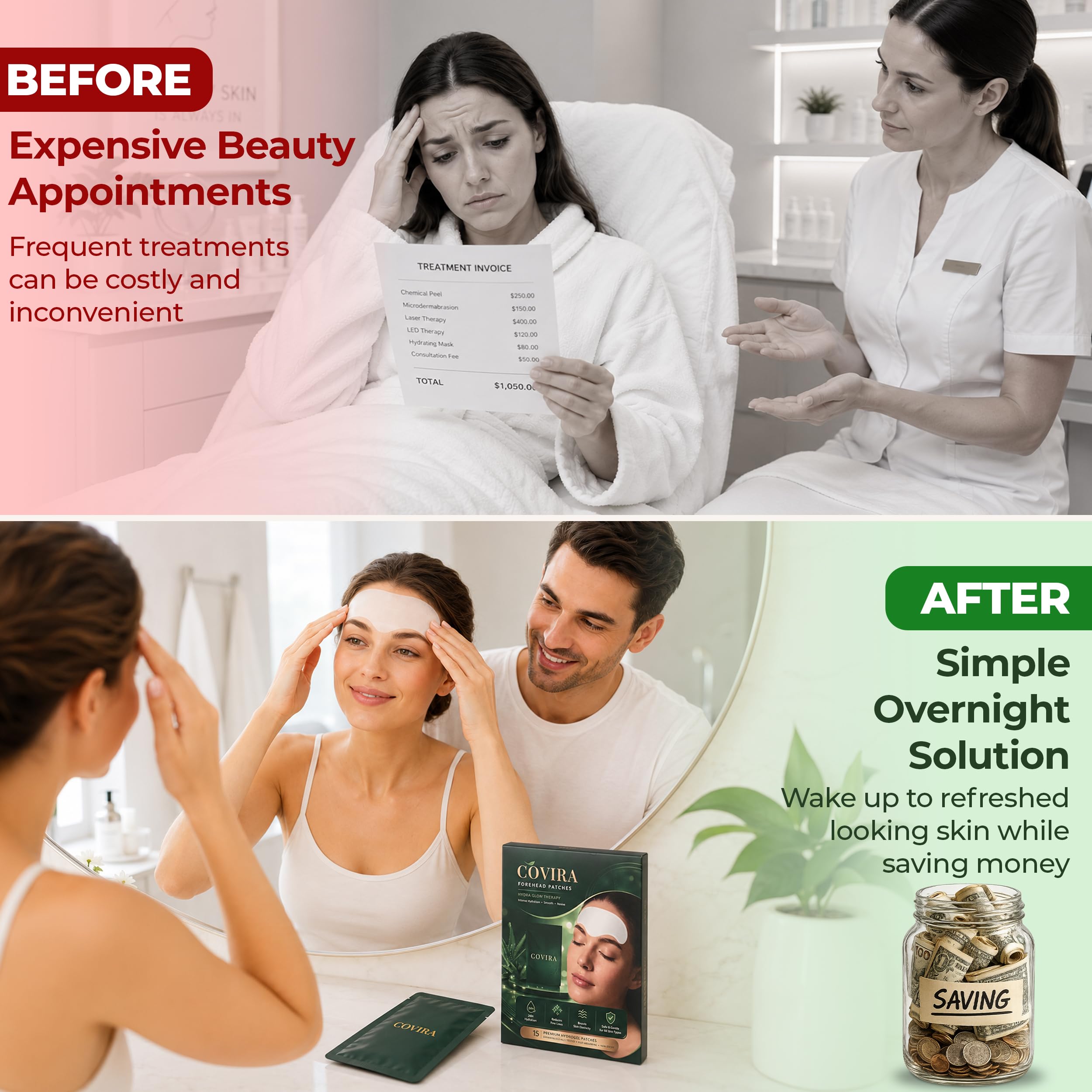 Premium15 Advanced Forehead Wrinkle Patches with Collagen and Vitamins C & E
