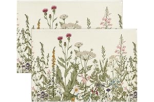 Antique Herbs & Wild Flowers Spring Placemats Set of 2 for Seasonal Summer Table