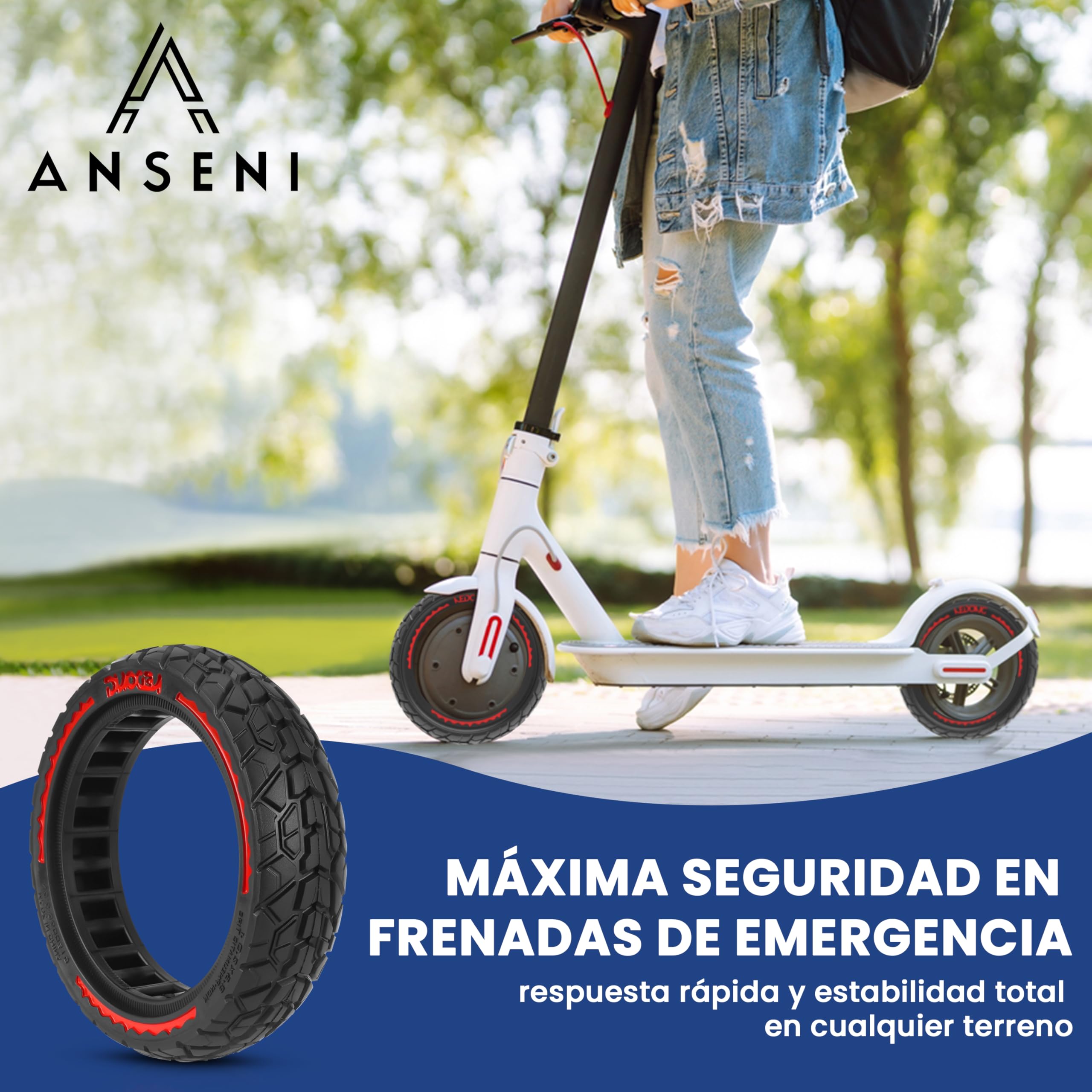 ANSENI Rueda Patinete Xiaomi Offroad 8.5 Pulgadas(8 1/2x2) para Patinete Electrico, Neumatico Maciza Antipinchazo 50/75-6.1,Accesorios Compatible Con Xiaomi M365/Pro,1S, Eessential,Cecotec (2 Ruedas)