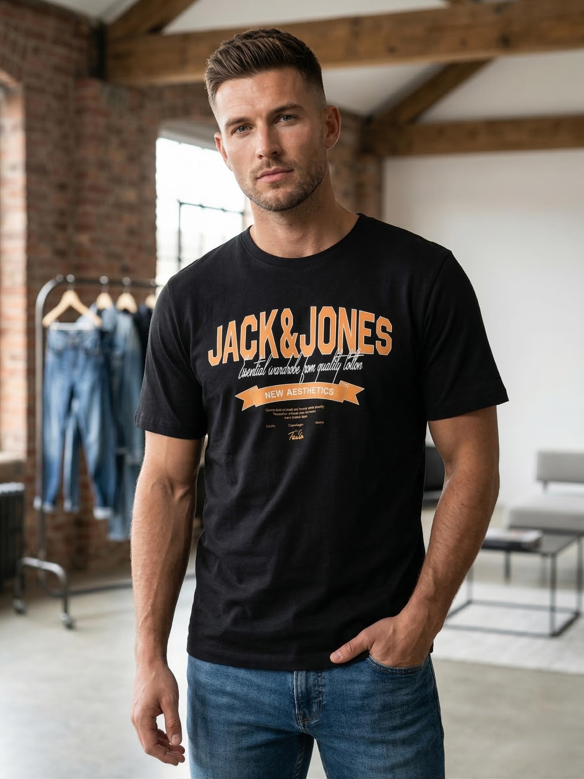JACK & JONES Herren T-Shirt Logo 5PK