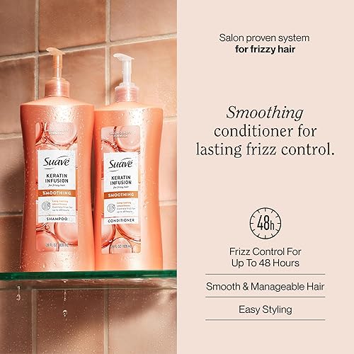 Vista 11 de Suave Professionals - Acondicionador alisador para cabello seco con infusión de queratina con control de encrespamiento de 48 horas, 28 onzas