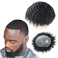 Vista 17 de AfroToupee para hombres - Pelucas afroamericanas, 360 ondas, unidad de cabello masculino, tejido de 6MM, tupé afro para hombres, cabello humano, 8 x