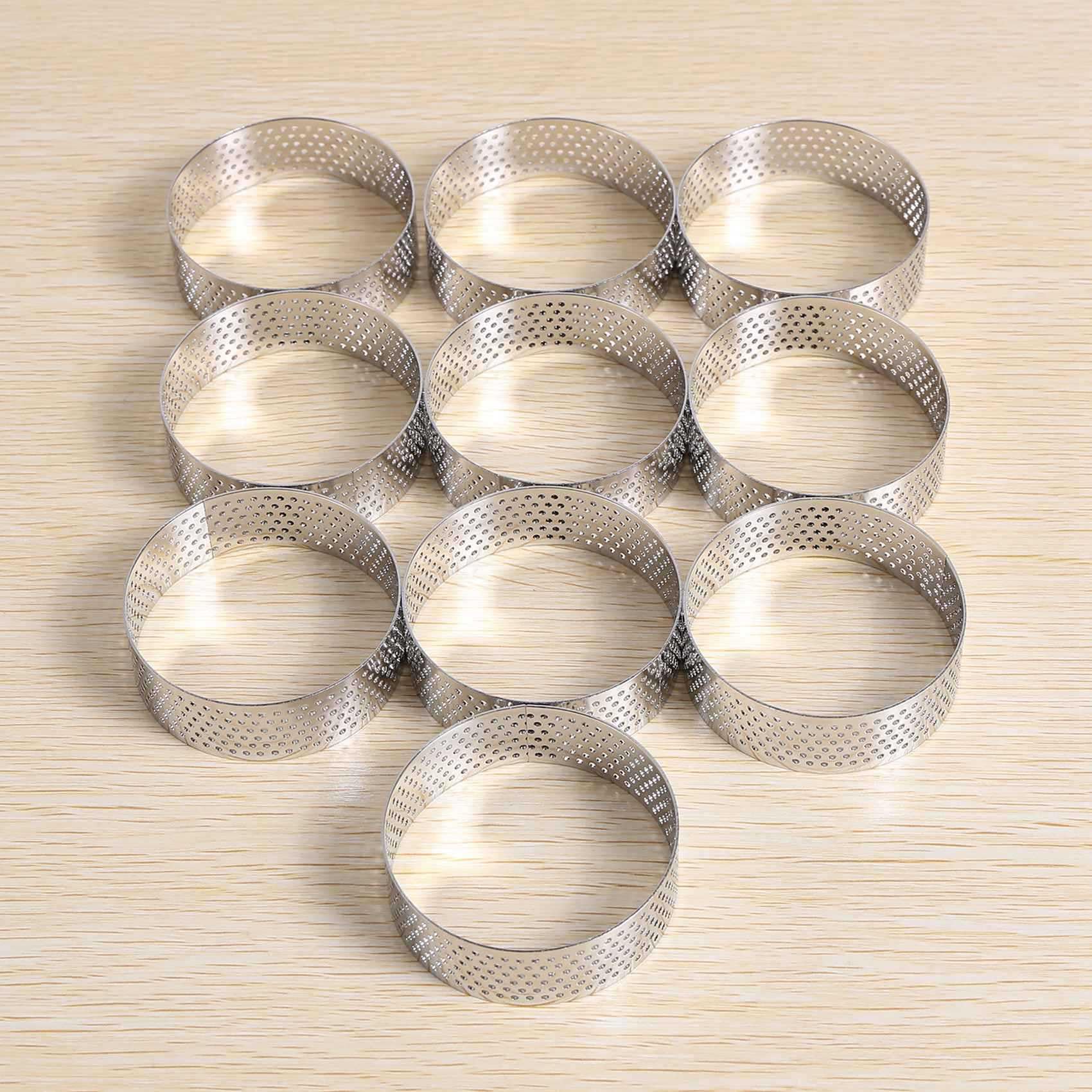40 Piezas de Postre Redondo de Acero Inoxidable Perforado Pastel de Frutas Quiche Molde de Mousse de Pastel Molde para Hornear de Cocina 6Cm