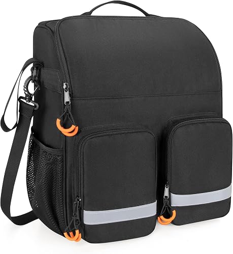 samdew Hanging Wheelchair Bag for Back of Chair, Large Wheelchair Accessories Bag with Shoulder Strap & Multilple Pockets, Power & Manual Wheelchair Backpack Pouch for Adult & Senior, Bag Only, Black
