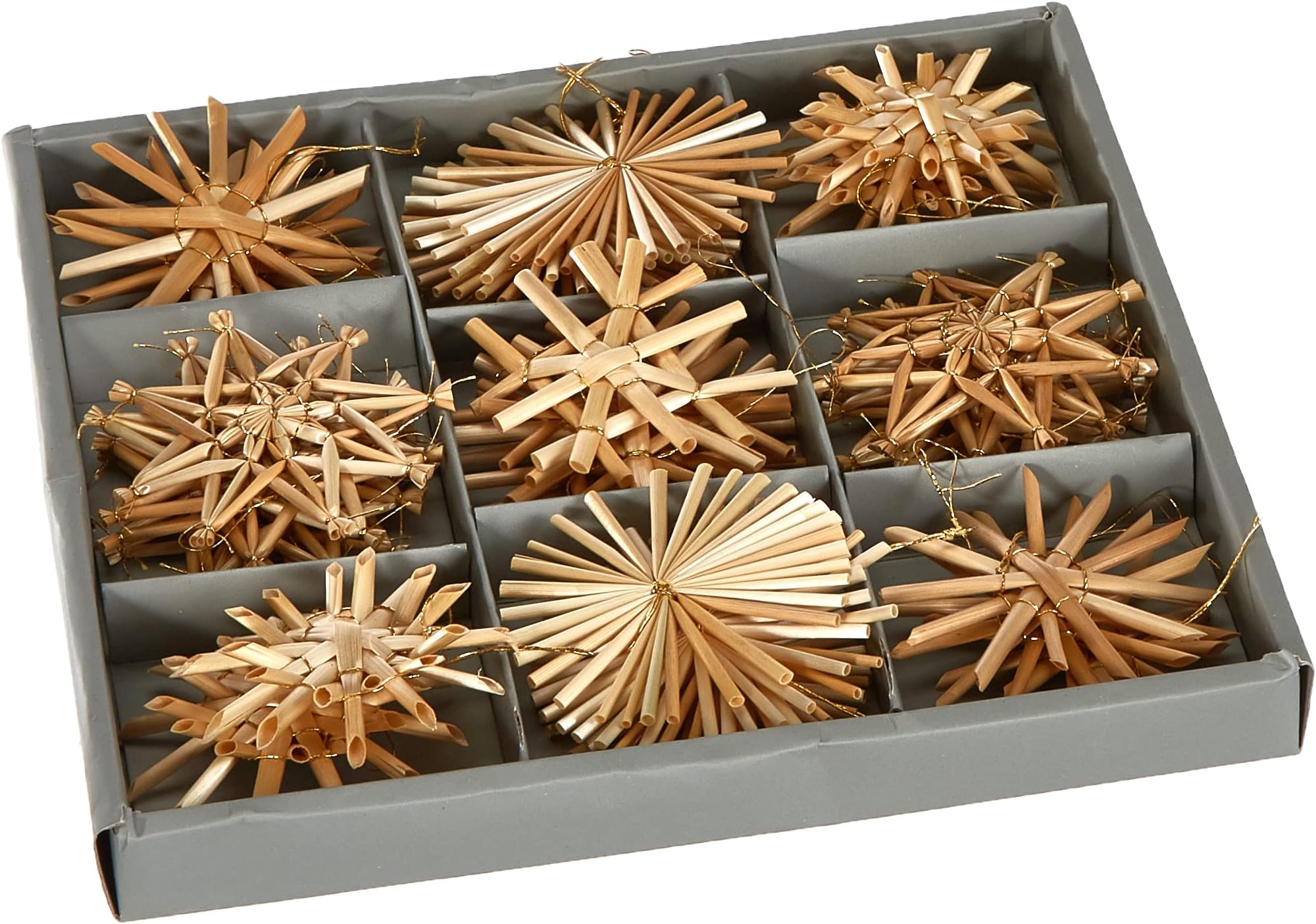 RIFFELMACHER & WEINBERGER 75312 Straw Assortment, Size per Star Approx. 6 cm, 30 Pieces, Tree Decorations, Arrangement, Decoration, Decorative Hanger, Christmas, Advent