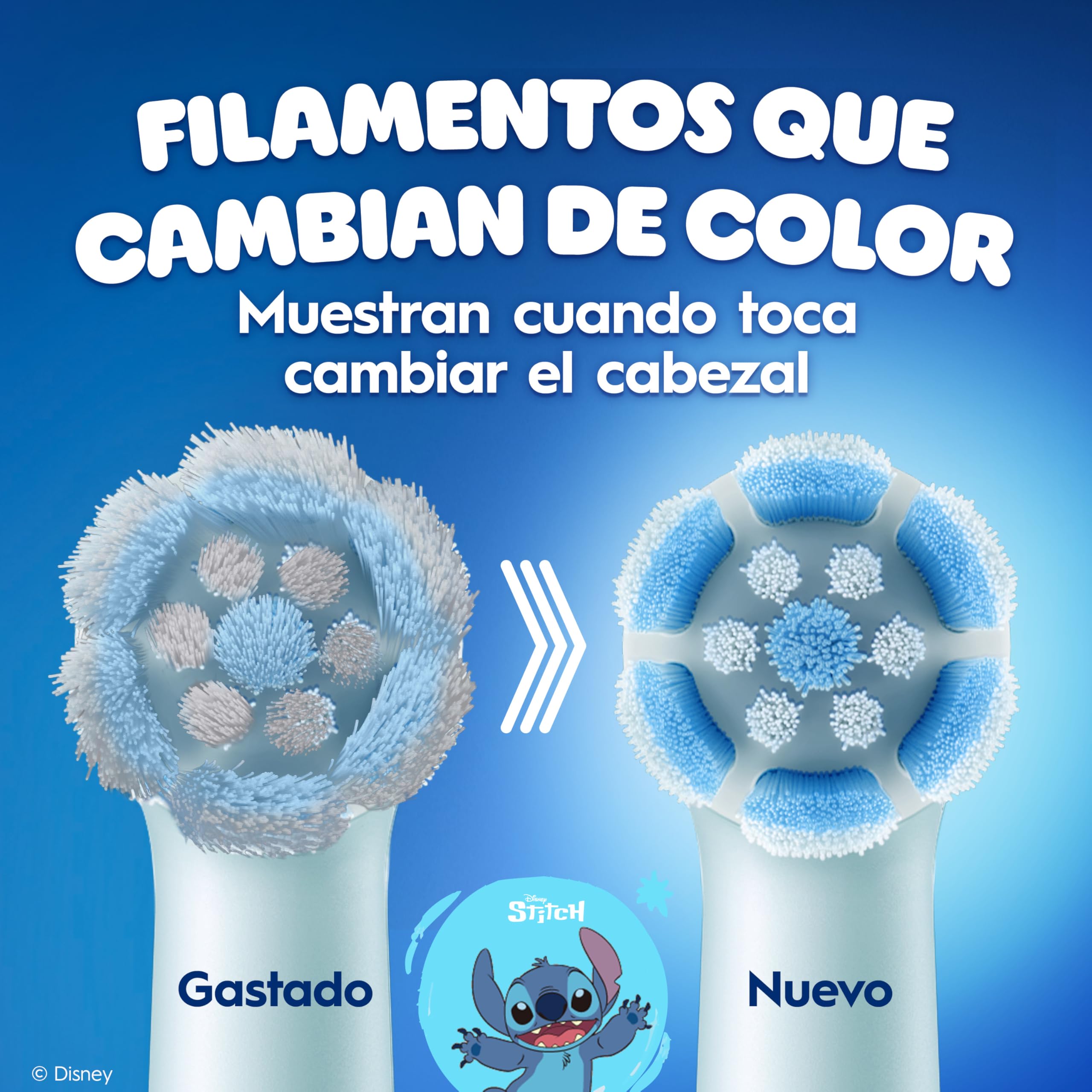 Oral-B iO Kids Disney Stitch Cabezales de Recambio para Niños +6 Años, Pack de 8 - Recambios Originales para Cepillos de Dientes Eléctricos Oral-B iO Kids, Suave con Dientes y Encías Inestables | Cepillo de dientes original para niños a partir de 6 años,